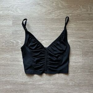 Urban Outfitters Black Ruched Crop Top